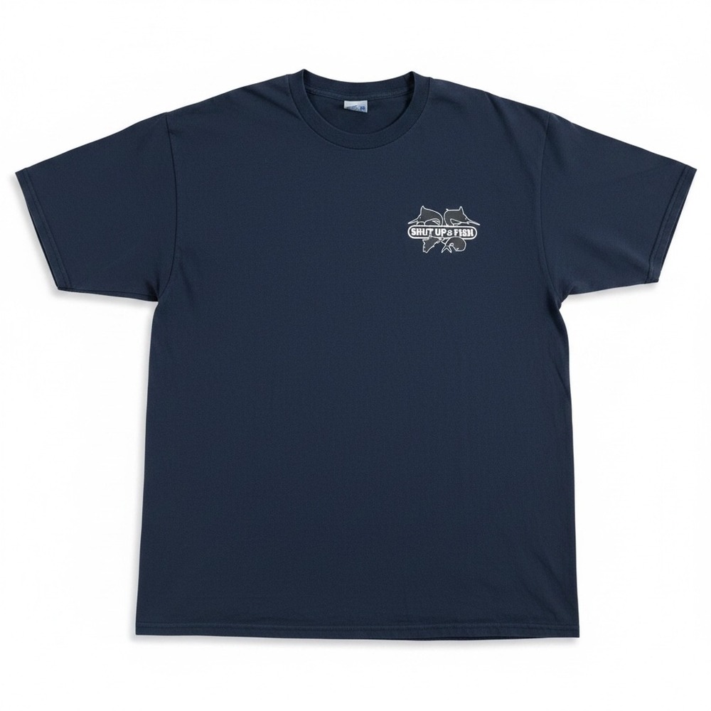 Yazbek Shut Up and Fish T-Shirt Mens Large Navy Los Cabos Graphic Tee